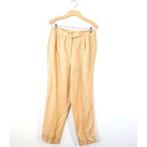 Linen Dress Pants Women L 12 Tan Work Performance Light Office TAMOTSU 32x28 USA